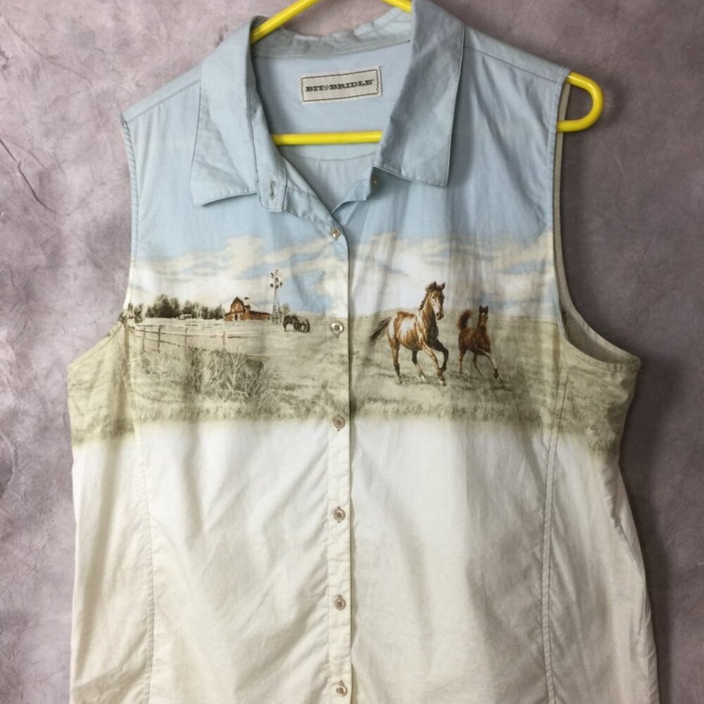 Bit and Bridle Sleeveless Tank Top Horse Shirt XXL Horse Lover